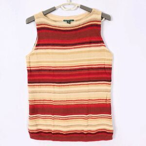 Lauren Ralph Lauren Sweater Tunic Women 1X Sleeveless Linen Cotton Blend Striped